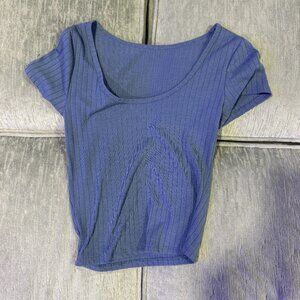 M, Ribbed, Blue fitted tee